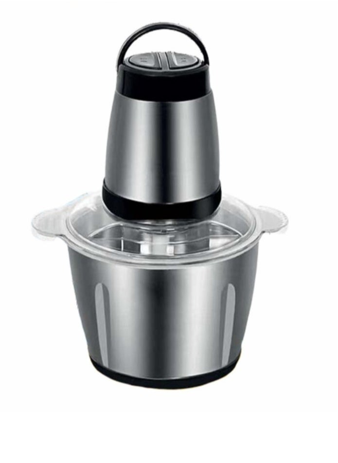 Denx Electric Meat Grinder, Food Processor Blender With 2L Stainless Steel Bowls, Vegetable And Fruit Chopper For Dicing, Mincing, Silver - Image 4