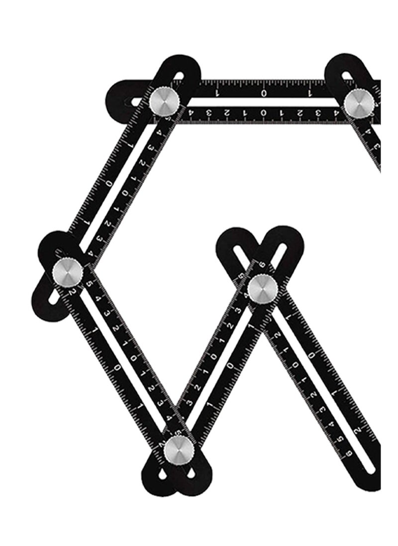 KSEIBI Six Folding Ruler with Hole Locator Kit, Stainless Steel, used for tile opening and positioning, cutting, drilling, shaping. Decimal points, Easy-to-fold joints /Carpentry tool, Multi-functional ruler  - Image 3
