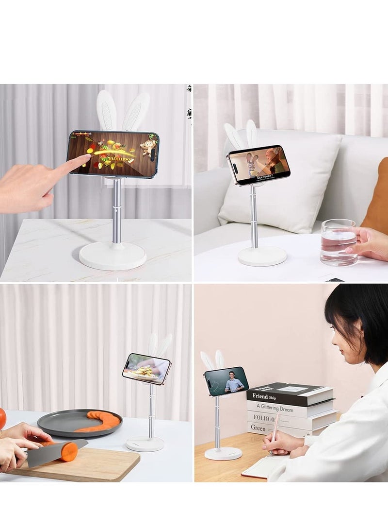 SYOSI Magnetic Phone Holder lovely Bunny Cell Phone Stand for Desk 360°Rotation Angle Height Adjustable Phone Riser Compatible with iPhone 14 13 12 Pro/Pro Max/Mini/MagSafe Magnetic Case White - Image 5