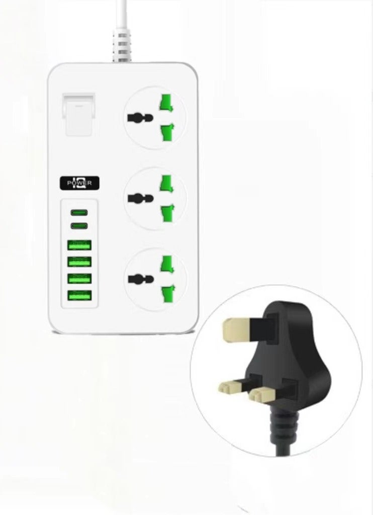 Multifunctional Power Socket with USB,2Meter Extension Cord ,250V,Office Home Plug-in Board,High Power Smart Power Socket - Image 1