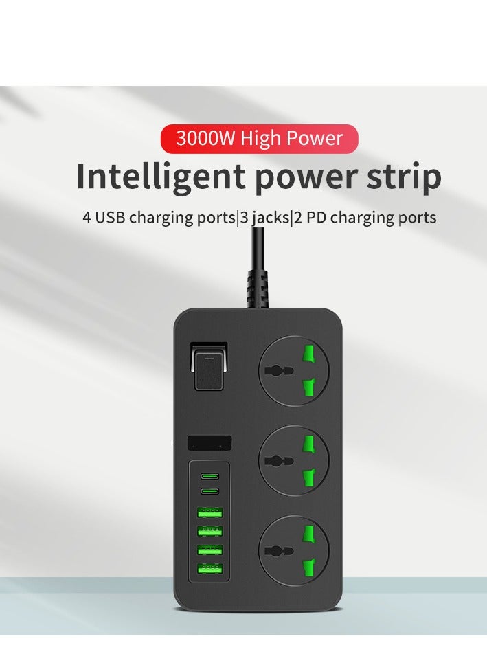 Multifunctional Power Socket with USB,2Meter Extension Cord ,250V,Office Home Plug-in Board,High Power Smart Power Socket - Image 3