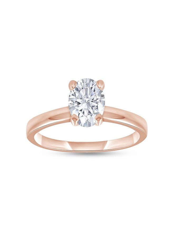 SAVEARTH DIAMONDS 18K Rose Gold Plated Solitaire Ring For Women | 5MM Moissanite Diamond Engagement Ring | Moissanite Promise Rings Jewelry Gifts For Her (0.40ctw) Ring Size-8 - Image 1