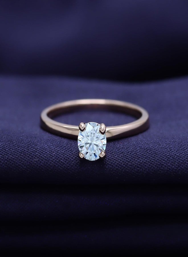 SAVEARTH DIAMONDS 18K Rose Gold Plated Solitaire Ring For Women | 5MM Moissanite Diamond Engagement Ring | Moissanite Promise Rings Jewelry Gifts For Her (0.40ctw) Ring Size-8 - Image 3
