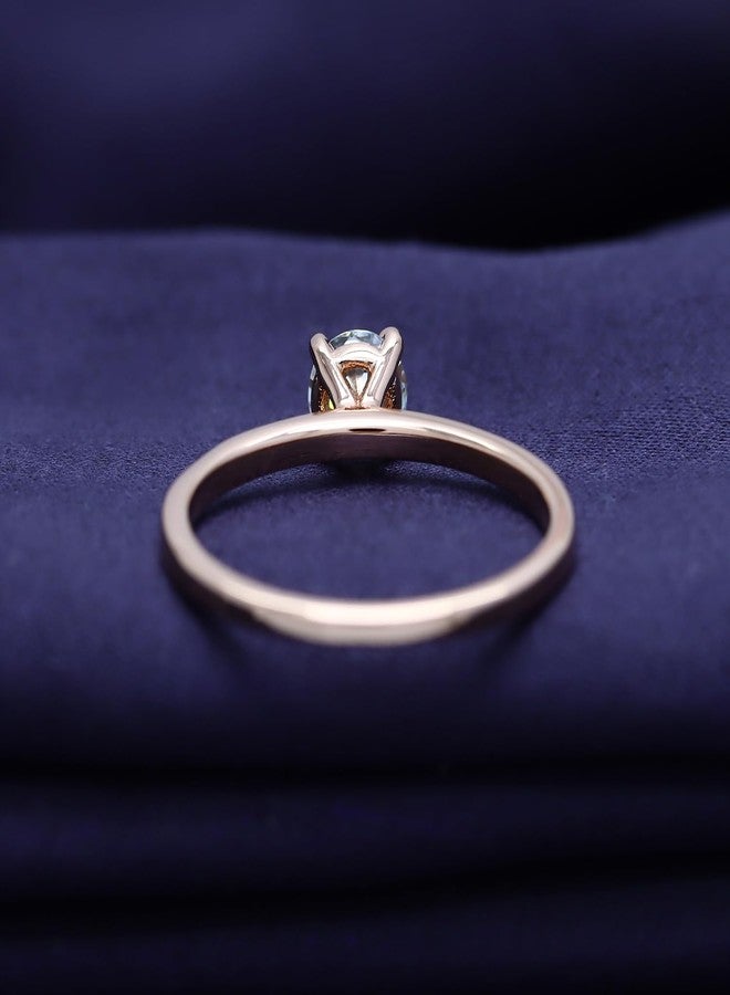 SAVEARTH DIAMONDS 18K Rose Gold Plated Solitaire Ring For Women | 5MM Moissanite Diamond Engagement Ring | Moissanite Promise Rings Jewelry Gifts For Her (0.40ctw) Ring Size-8 - Image 4