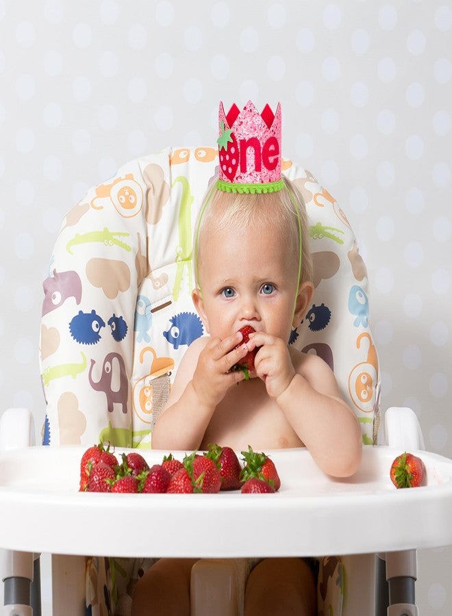 Ysqool Strawberry 1st Birthday Crown for Baby Girl,Berry Sweet One First Birthday Hat,Pink Glitter Strawberry Party Supplies,1st Birthday Strawberry Cake Smash Decor,Strawberry Themed Birthday Photo Props - Image 5