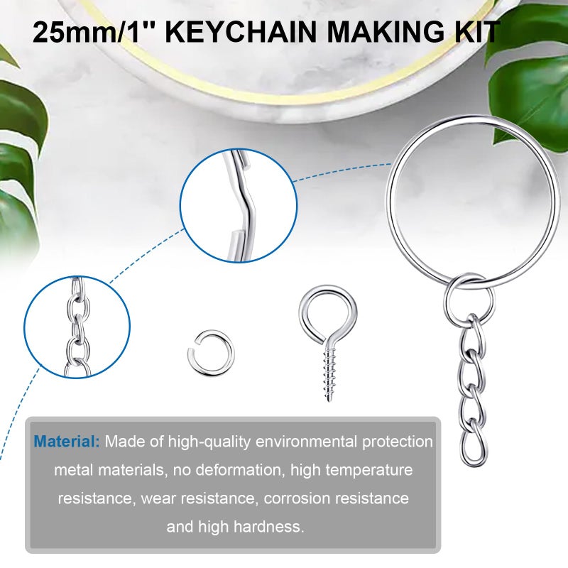 Seept 420Pcs 1" 25mm Keychain Making Kit, Including 140Pcs Keychain Rings with Chain, Jump Ring, Screw Eye Pins for Keychains/Jewelry/DIY - Image 3