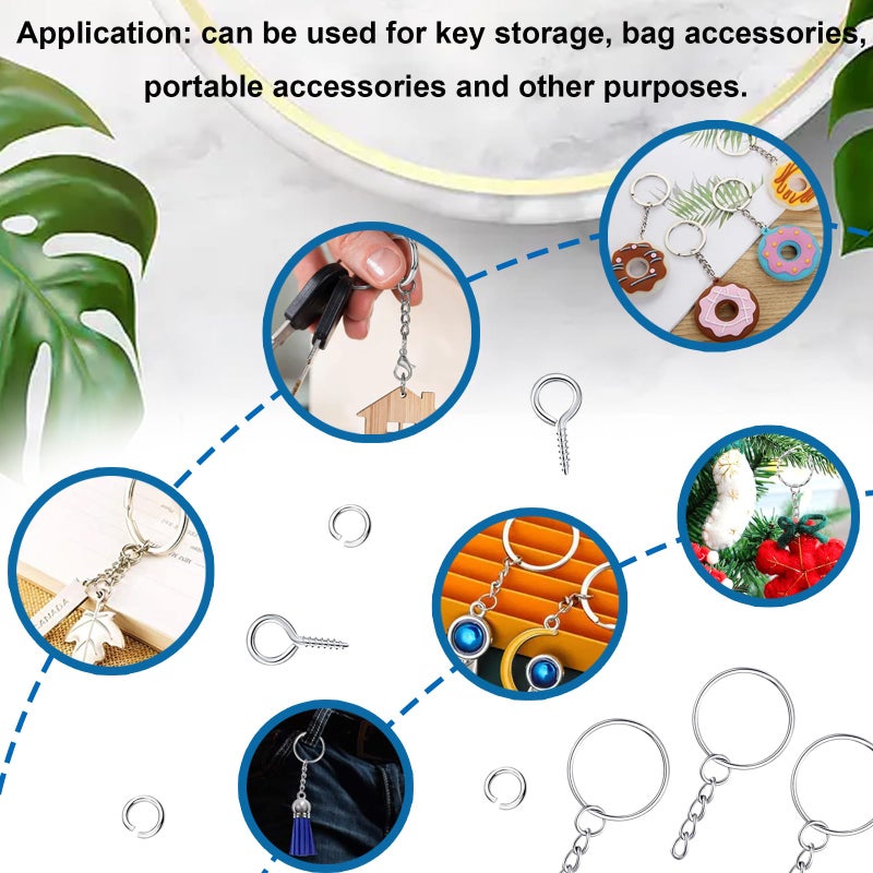 Seept 420Pcs 1" 25mm Keychain Making Kit, Including 140Pcs Keychain Rings with Chain, Jump Ring, Screw Eye Pins for Keychains/Jewelry/DIY - Image 5