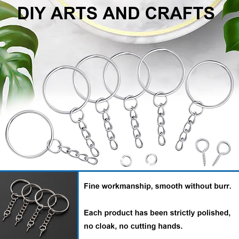 Seept 420Pcs 1" 25mm Keychain Making Kit, Including 140Pcs Keychain Rings with Chain, Jump Ring, Screw Eye Pins for Keychains/Jewelry/DIY - Image 4