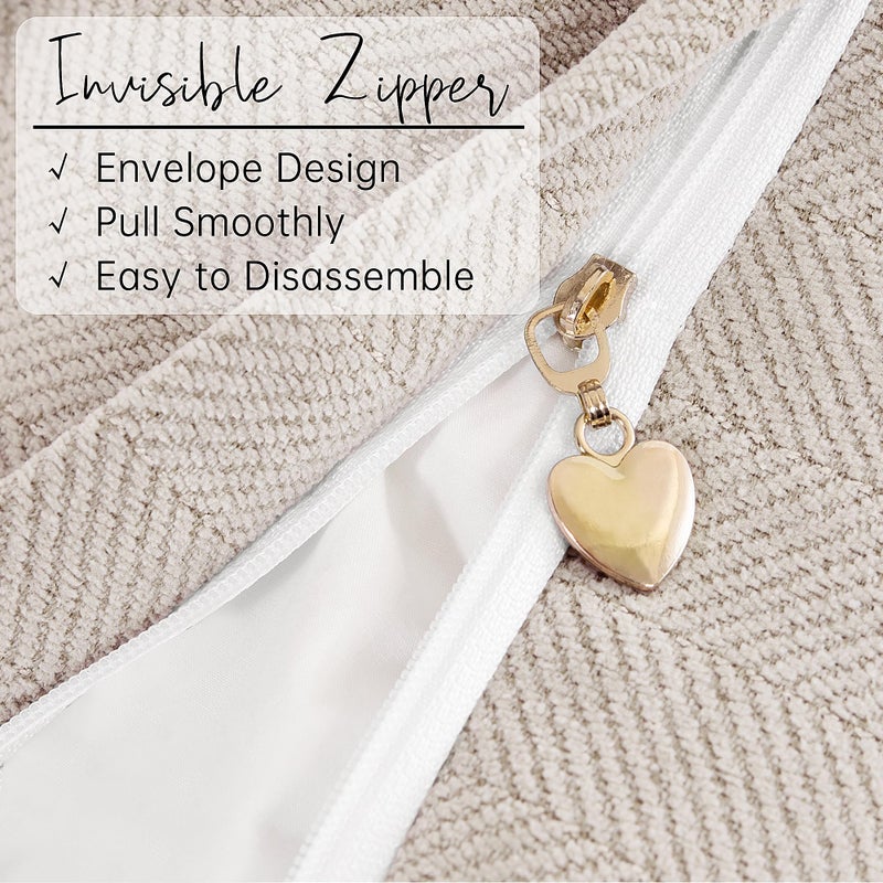 ZWJD Beige Lumbar Pillow Covers 12x20 Set of 2 Chenille Throw Pillow Covers with Elegant Design Soft and Luxurious Decorative Throw Pillows for Couch, Bed, and Home Decor - Image 5