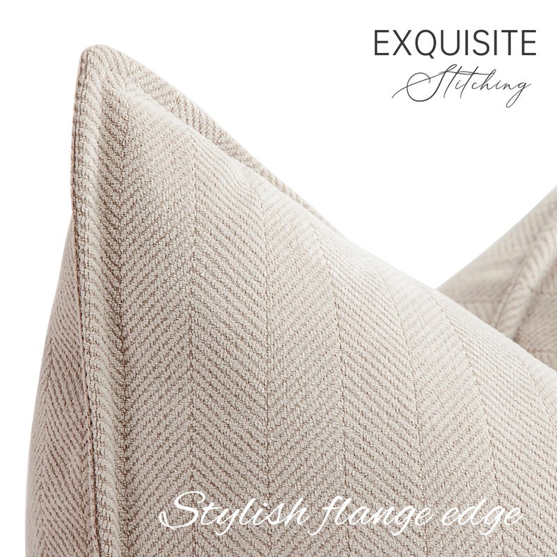 ZWJD Beige Lumbar Pillow Covers 12x20 Set of 2 Chenille Throw Pillow Covers with Elegant Design Soft and Luxurious Decorative Throw Pillows for Couch, Bed, and Home Decor - Image 2