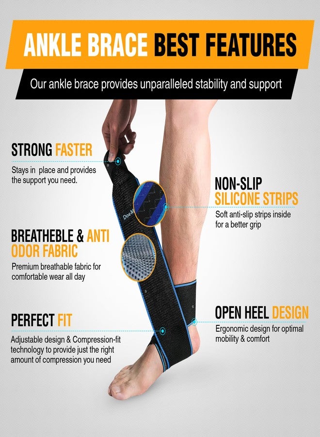 Doc Miller Ankle Brace for Men & Women – Adjustable Ankle Support Brace with Compression Wrap for Sprained Ankle, Plantar Fasciitis, Tendonitis & Swelling – Running, Sports, One Size Fits Most - Image 2