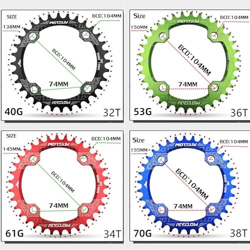 YBEKI Pro-Grade 104BCD Chainring (30-52T) CNC 7075-T6 Aluminum Narrow-Wide MTB/Road Round Oval Bike Chainwheel | Shimano/SRAM 8-11 Speed Compatible | 573MPa Strength (Black Round, 34T) - Image 4