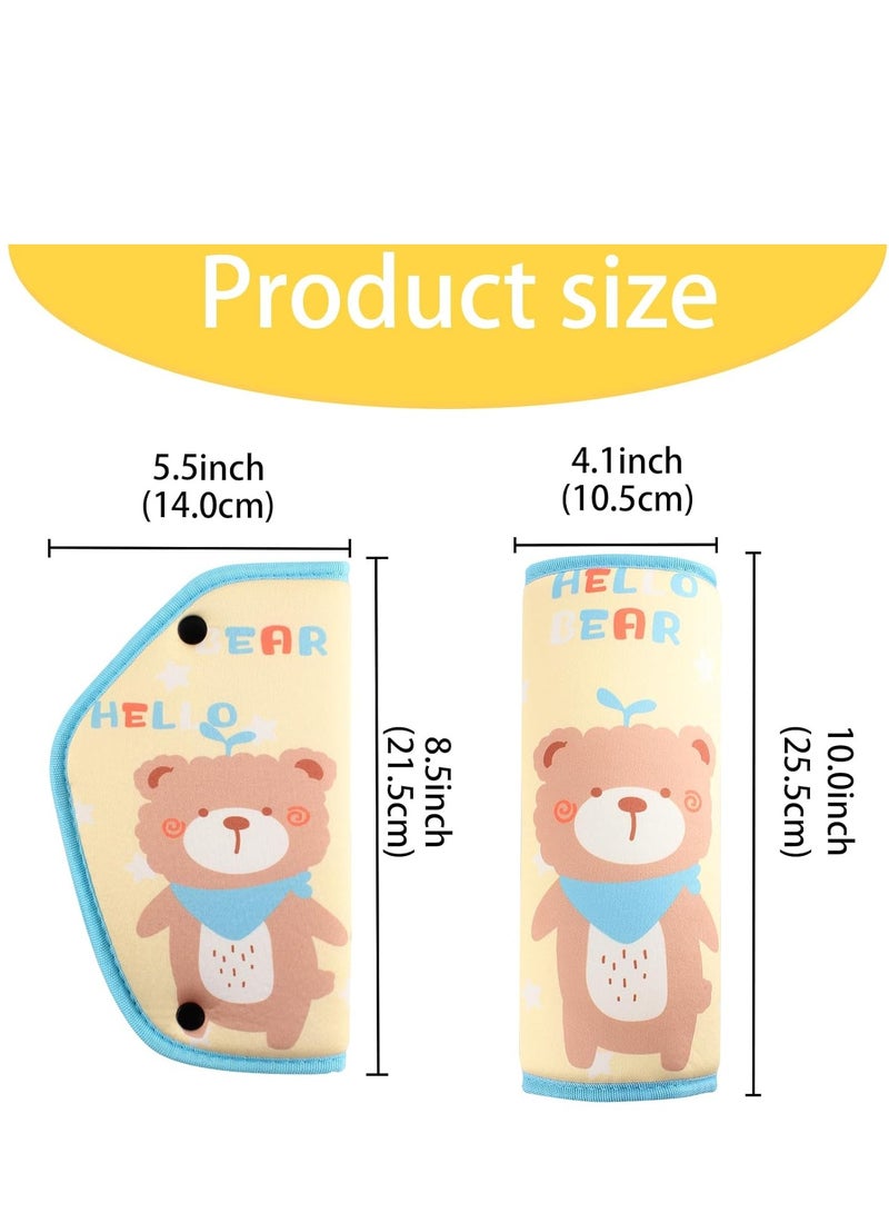 SYOSI Seat Belt Adjuster and Cover for Kids Car Seat Strap Pads and Covers Toddler Seatbelt Cushion  Pillow for Child Safety Travel Kids Seat Belt Cover Pad Shoulder Belt Positioner Clip Bear - Image 2