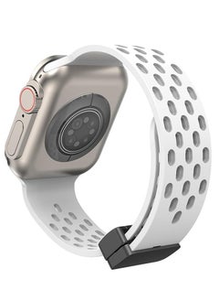 Generic Magnetic Bands for Apple Watch Band 41mm 40mm 38mm, for Women Men, Soft Silicone Magnetic Buckle Breathable Sport Watch Strap for iWatch Series SE 8 7 6 5 4 3 2 1 Ultra (White)  - Image 1