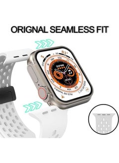 Generic Magnetic Bands for Apple Watch Band 41mm 40mm 38mm, for Women Men, Soft Silicone Magnetic Buckle Breathable Sport Watch Strap for iWatch Series SE 8 7 6 5 4 3 2 1 Ultra (White)  - Image 3