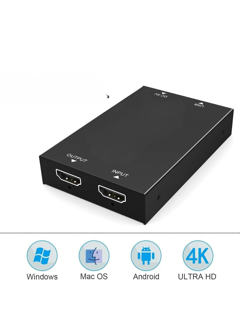 4K HDMI to USB Video Capture Card – USB 3.0 – Full HD 1080p 60fps Recording – Ideal for Live Streaming, Gaming, and Video Capture – Compatible with PC, Mac, Linux, Android, and Windows - Image 3