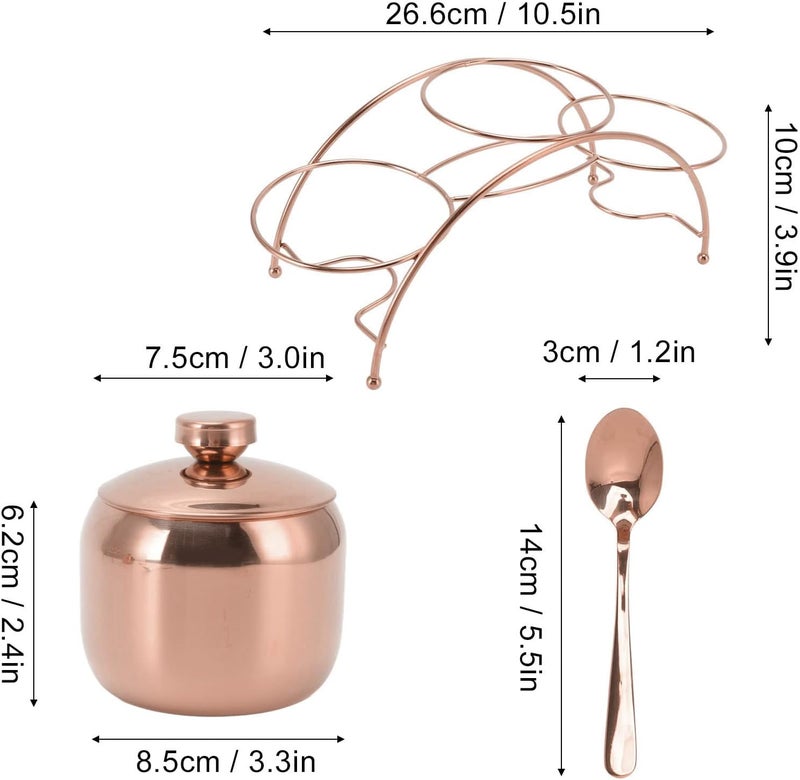 3Pcs Seasoning Jar Set with Lid and Spoon, Stainless Steel Seasoning Storage Container Spice Rack Organizer Condiment Holder for Salt Sugar Spice Pepper(Rose Gold) - Image 3