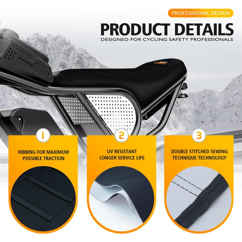 MCHMFG Electric Bike Seat Cover Compatible with Ridstar Q20 E Bike Non-Slip Anti-UV (All Black) - Image 5