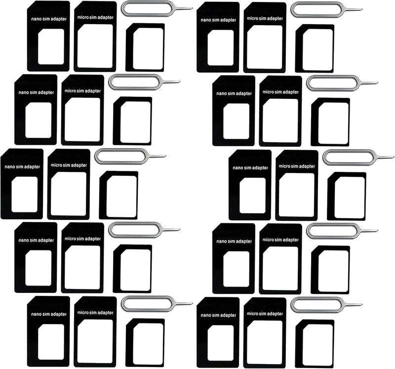 SaiTech IT New Nano and Micro Sim Adapter with Eject Pin Needle - 10 Pack - Image 1
