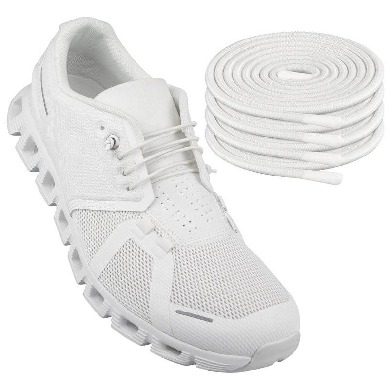 Endoto 2 Pairs Elastic Shoelaces for ON Cloud 5 & 6 No Tie Replacements Shoes Laces Stretchy Bungee Running Training(Color:White,Size:24Inch) - Image 1