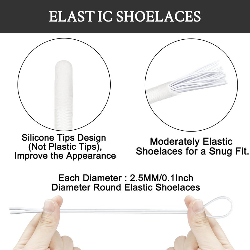 Endoto 2 Pairs Elastic Shoelaces for ON Cloud 5 & 6 No Tie Replacements Shoes Laces Stretchy Bungee Running Training(Color:White,Size:24Inch) - Image 4