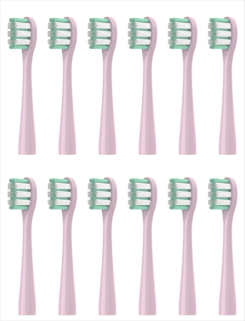 Showsee Replacement Electric Toothbrush Heads, Soft Bristles for ShowSee D1/d2/d3, 12 Pack, Pink - Image 1