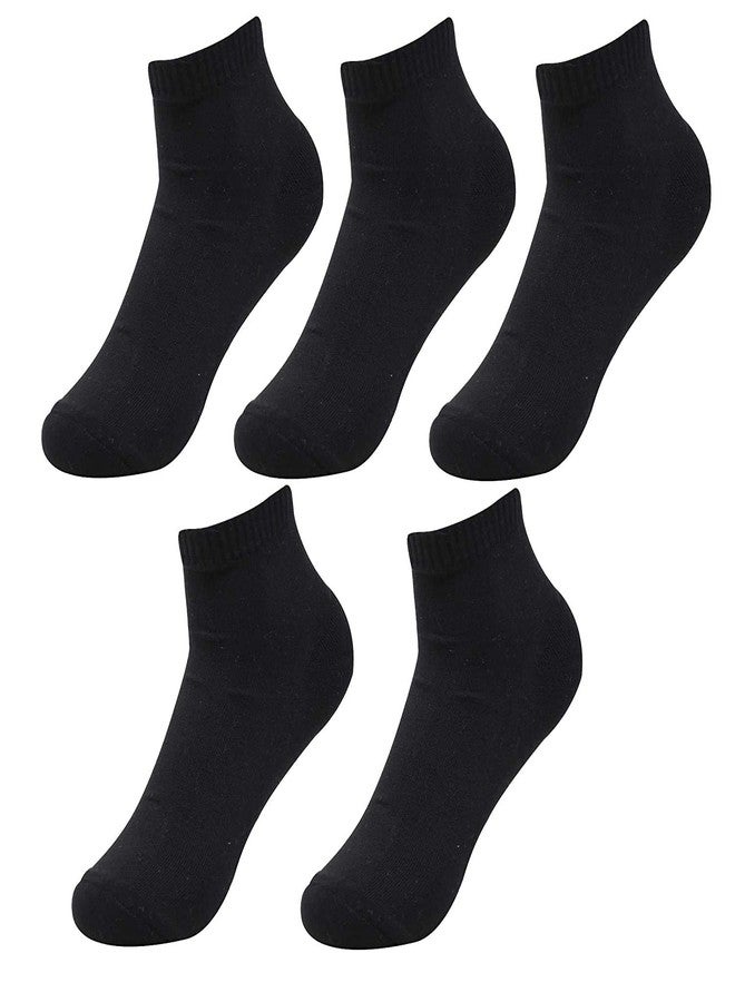 VINSON Boys' & Girls' Cotton Plain Ankle Length School Socks (Black)-(Pack of 5) - Image 1