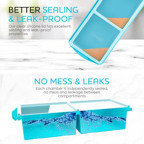XOMOO Silicone Freezer Tray With Lid-Soup Freezer Container molds-2-cup Extra Large Ice Cube Tray-makes 4 perfect 500ml portions cubes, For freezing soup,stews,sauces.Oven&Dishwasher-Safe(2-Pack) - Image 5