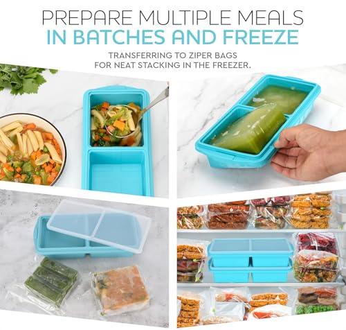 XOMOO Silicone Freezer Tray With Lid-Soup Freezer Container molds-2-cup Extra Large Ice Cube Tray-makes 4 perfect 500ml portions cubes, For freezing soup,stews,sauces.Oven&Dishwasher-Safe(2-Pack) - Image 4