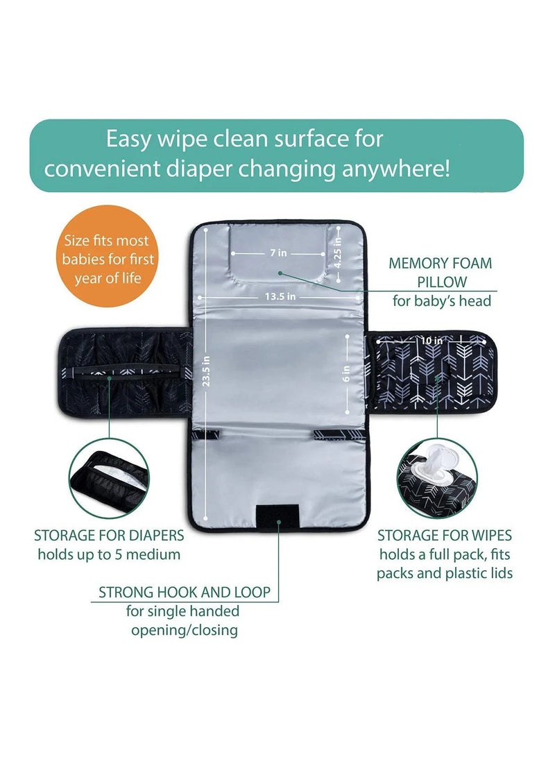يونيكبيبي حقيبة حفاضات قابلة للطي مع وسادة تغيير مقاومة للماء، منظم محمول لعربة الأطفال مع وسادة تخزين ووسادة رأس، وسادة حفاضات مريحة وسهلة التنظيف للسفر، متعددة الاستخدام للأطفال والرضع - Image 3