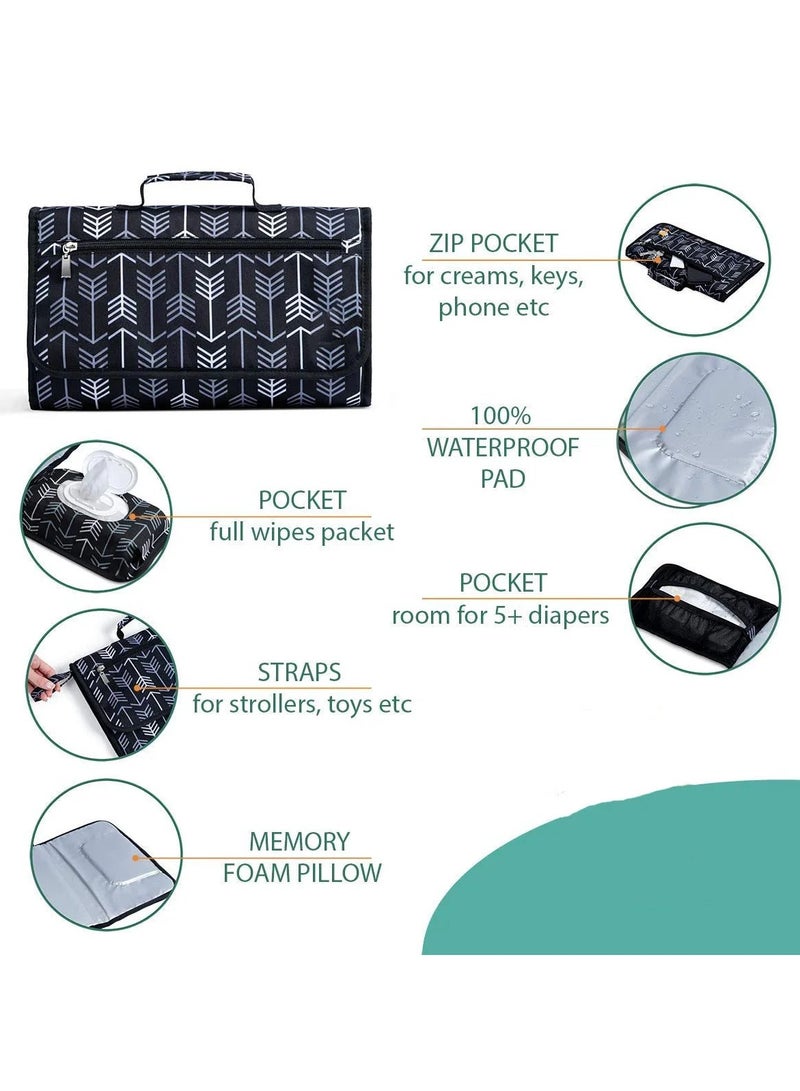 يونيكبيبي حقيبة حفاضات قابلة للطي مع وسادة تغيير مقاومة للماء، منظم محمول لعربة الأطفال مع وسادة تخزين ووسادة رأس، وسادة حفاضات مريحة وسهلة التنظيف للسفر، متعددة الاستخدام للأطفال والرضع - Image 4