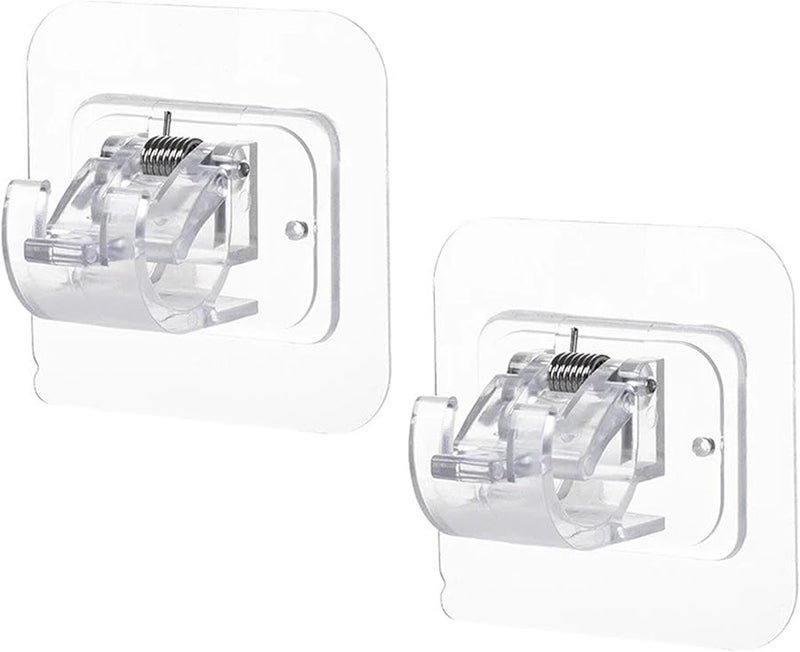 مشابك قضيب الستارة الشفافة ذاتية اللصق، خطاطيف حائط قابلة للتعديل، قطعتان - Image 1