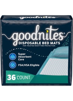 GoodNites Goodnites Disposable Bed Pads/Bed Mats for Bedwetting, 2.4 x 2.8 ft, 36 Ct (4 Packs of 9) 