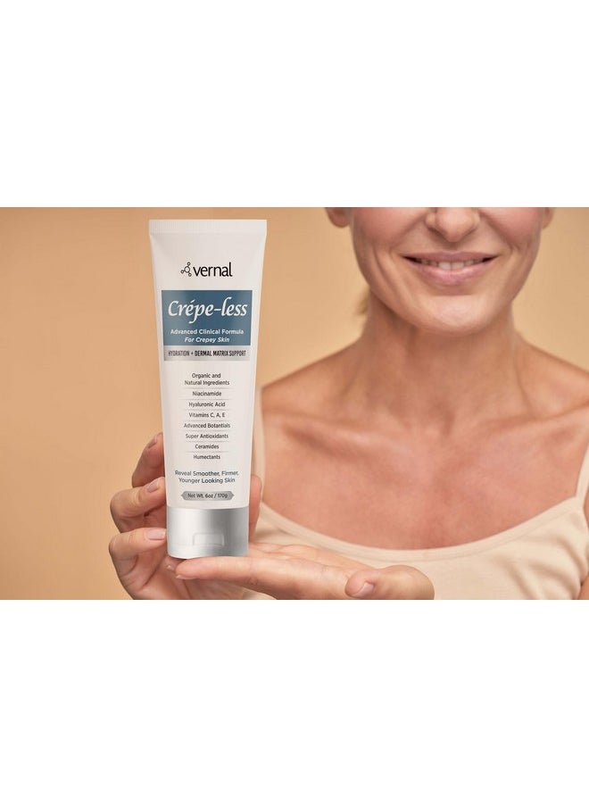 Vernal - Crepeless Skin Firming Cream To Reduce Crepy Arms Neck & Hands. Organic Tightening Cream To Reduce Thin Wrinkled Skin On Arms Neck And Body. Best Moisturizer To Treat Saggy Skin. Made In Usa (6 Oz) - Image 1