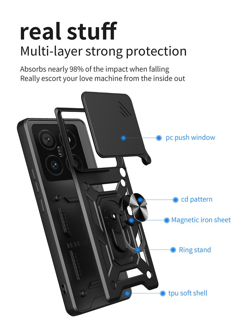 Generic - Case for Xiaomi 15 5G with Sliding Camera Cover, Kickstand, PC+TPU Dual-Layer,Blue - Image 1