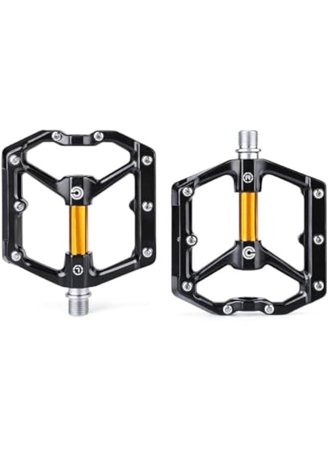HOOKOR Road/MTB Bike Pedals, Aluminum Alloy Bicycle Pedals, Mountain Bike Pedal with Removable Anti-Skid Nails  - Image 1