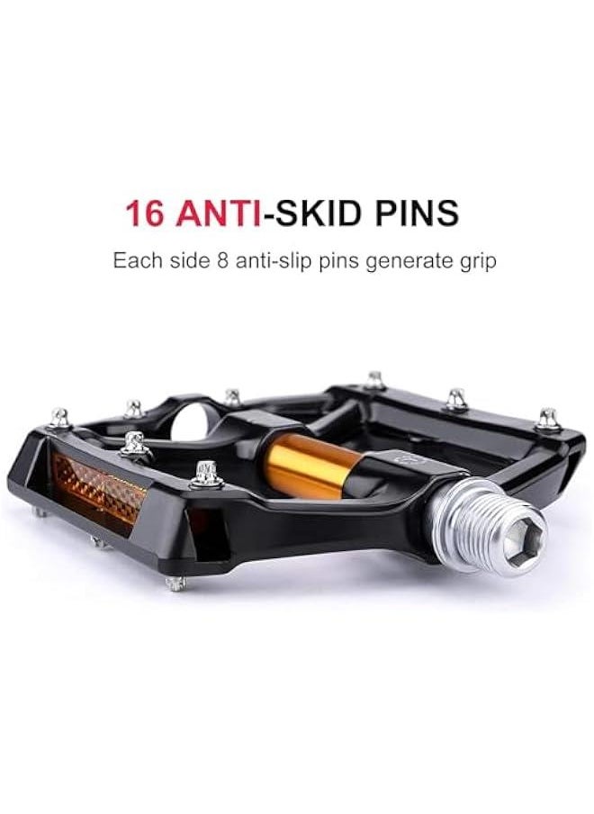 HOOKOR Road/MTB Bike Pedals, Aluminum Alloy Bicycle Pedals, Mountain Bike Pedal with Removable Anti-Skid Nails  - Image 2