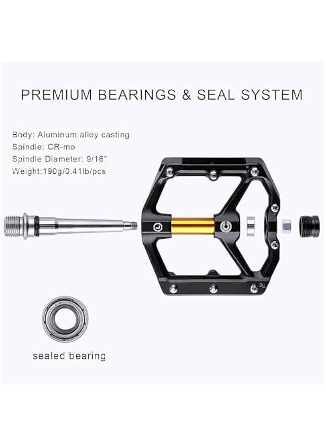 HOOKOR Road/MTB Bike Pedals, Aluminum Alloy Bicycle Pedals, Mountain Bike Pedal with Removable Anti-Skid Nails  - Image 3