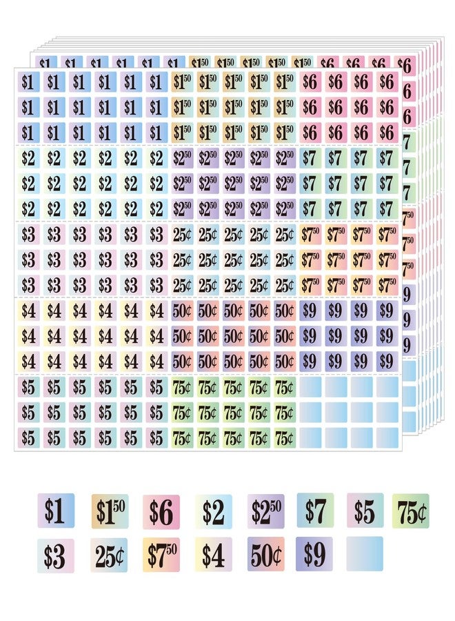 Starboling Garage Sale Stickers,4050 Pcs 1/2" X 3/4" Yard Sale Price Stickers Rectangle Preprinted Price Labels,for Flea Market Pre-Printed Pricing Stickers(Gradient Rectangle Small Price) - Image 1