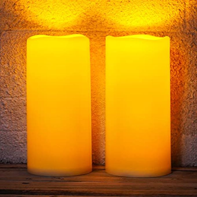 Homemory Large Solar Candles Outdoor Waterproof, 4"x10", Dusk to Dawn, Solar Powered Flameless Candles for Outdoor, Lanterns, Set of 2 - Image 4