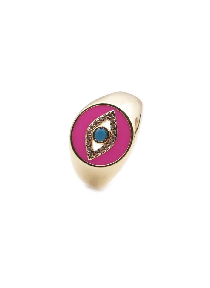 Generic - Evil Eye Rings Round Zircon Open Ring Copper Adjustable Lucky Turkish Jewelry For Women - Image 1