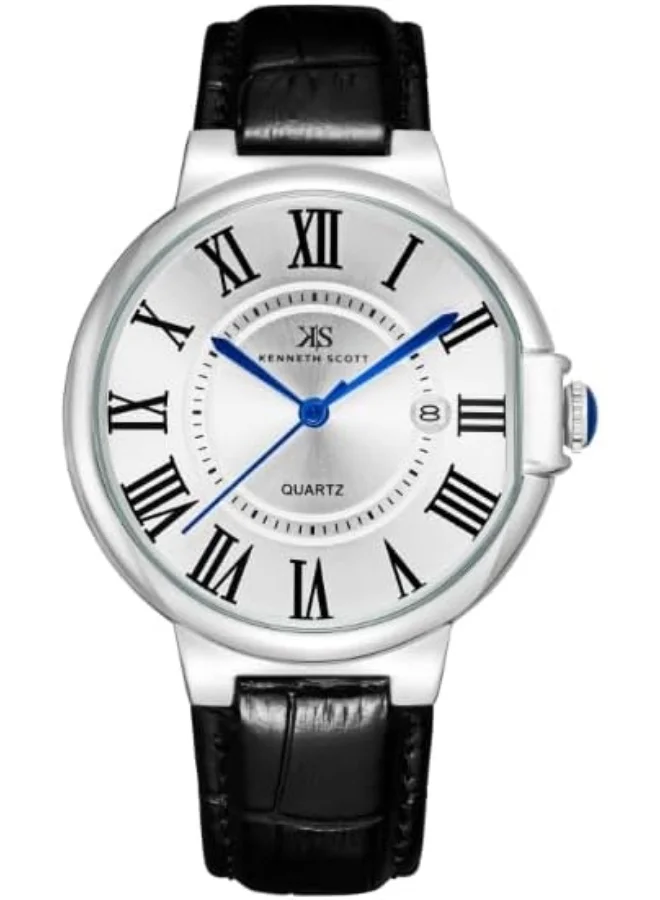 كينيث سكوت Men'S Analog White Dial Watch - K23053-Slbw