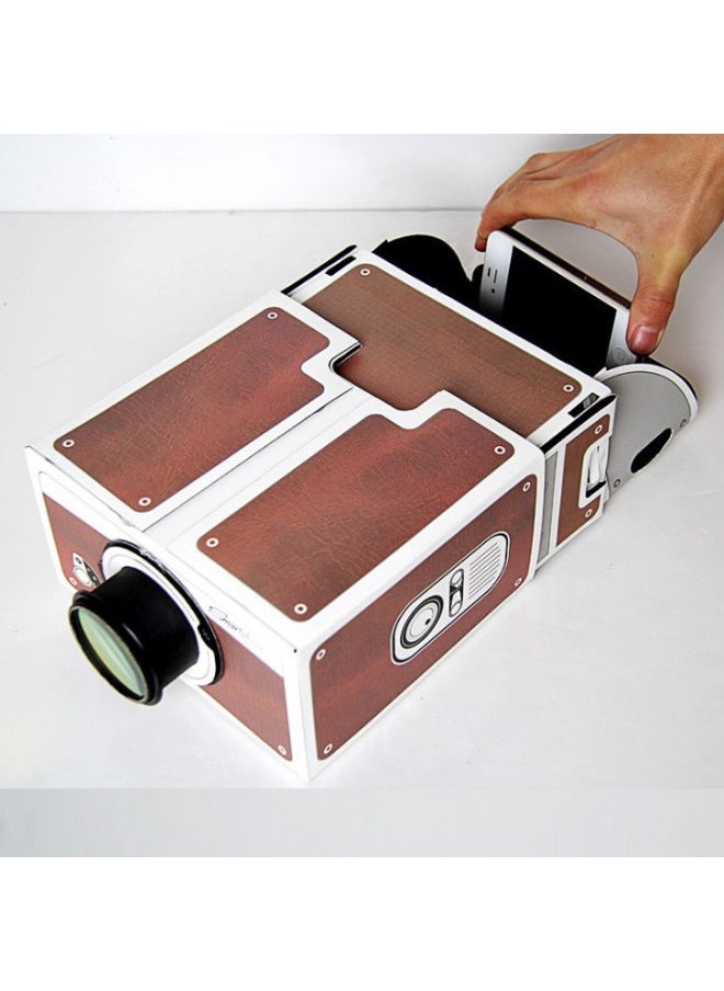 No Power Supply DIY Smart Phone Projector SmartPhone Projector Second Generation Mobile Phone Projector-Color:Brown