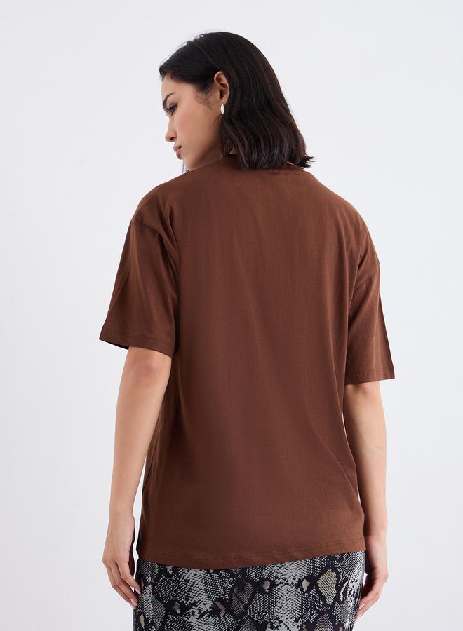 Styli Embroidered Slogan Short Sleeves Oversized T-Shirt - Image 4