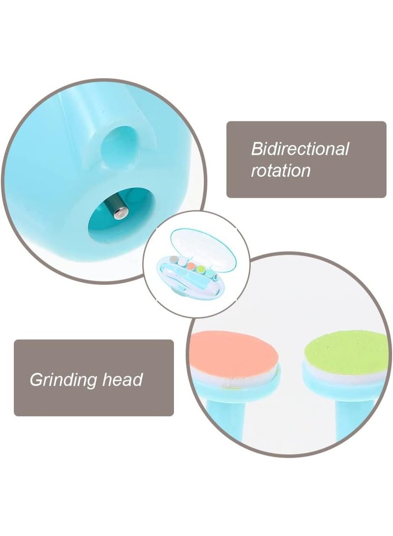 Meetion Baby Nail Trimmer Electric Baby Nail File 6 in 1 Baby Nail File Clipper with Led Light and Grinding Heads for New Born Infant Toddlers Adults (Blue) - Image 4