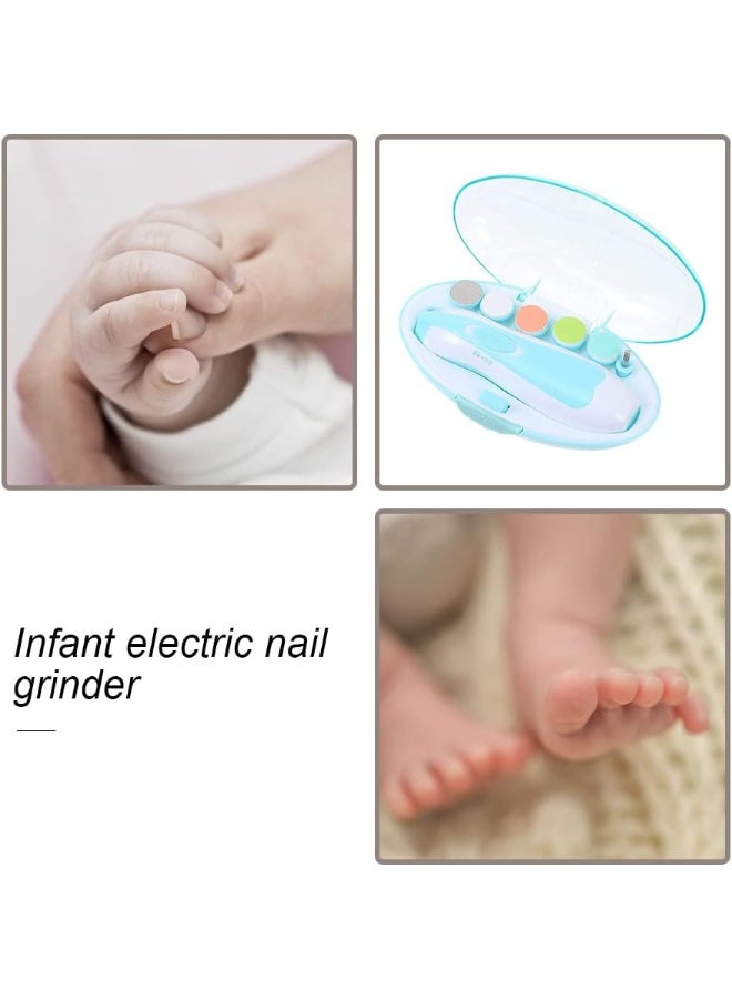 Meetion Baby Nail Trimmer Electric Baby Nail File 6 in 1 Baby Nail File Clipper with Led Light and Grinding Heads for New Born Infant Toddlers Adults (Blue) - Image 5