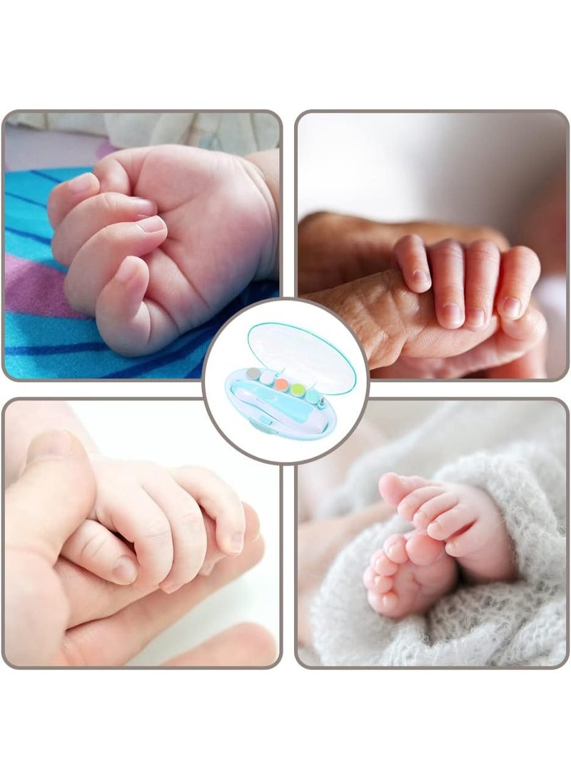 Meetion Baby Nail Trimmer Electric Baby Nail File 6 in 1 Baby Nail File Clipper with Led Light and Grinding Heads for New Born Infant Toddlers Adults (Blue) - Image 2