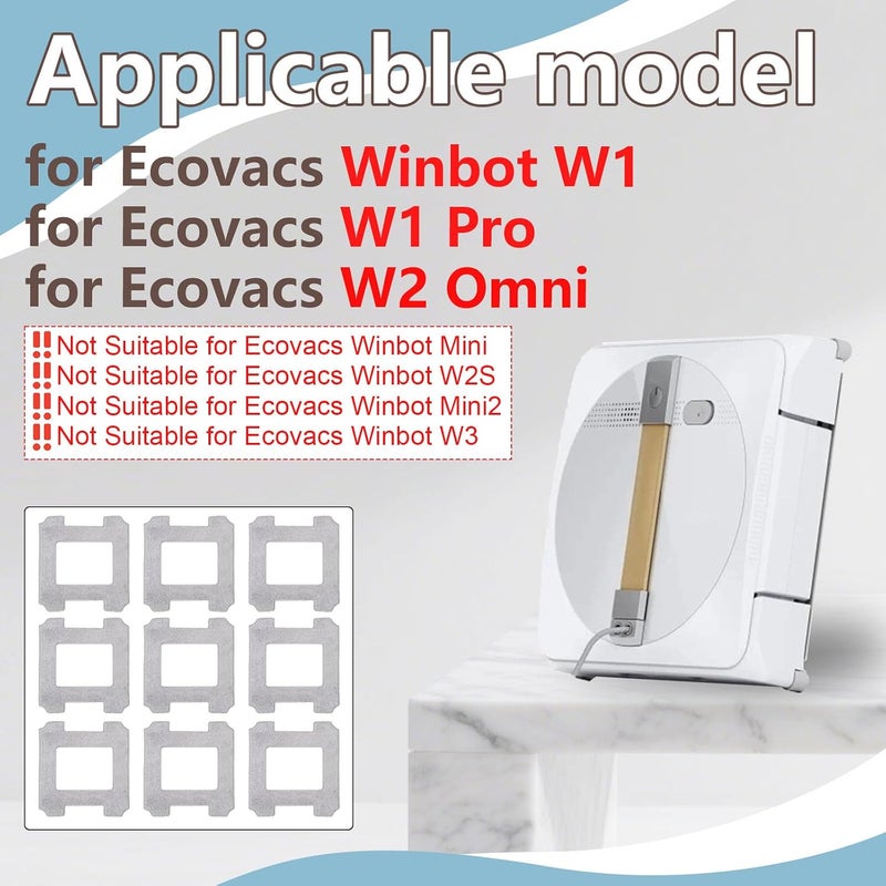 Frexusuent Cleaning Rag for Ecovacs Winbot W2 Omni/ W1/ W1 Pro Window Vacuum Cleaner Robot, Washable and Reusable W2 Omni Mop Cloth W1 Mop Pad Accessories - Image 2