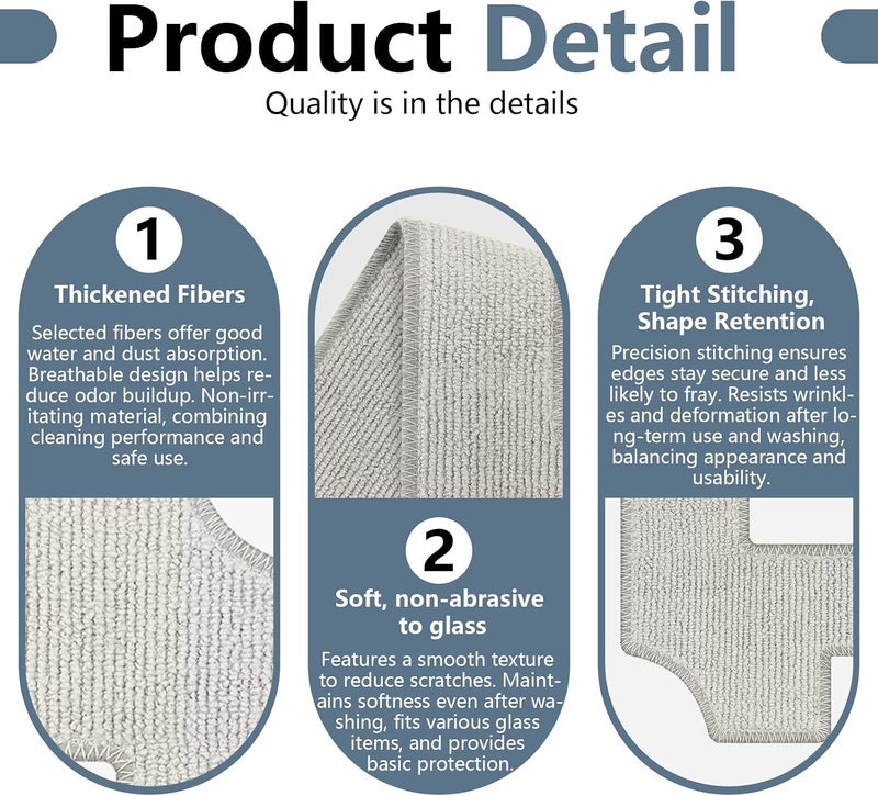 Frexusuent Cleaning Rag for Ecovacs Winbot W2 Omni/ W1/ W1 Pro Window Vacuum Cleaner Robot, Washable and Reusable W2 Omni Mop Cloth W1 Mop Pad Accessories - Image 3