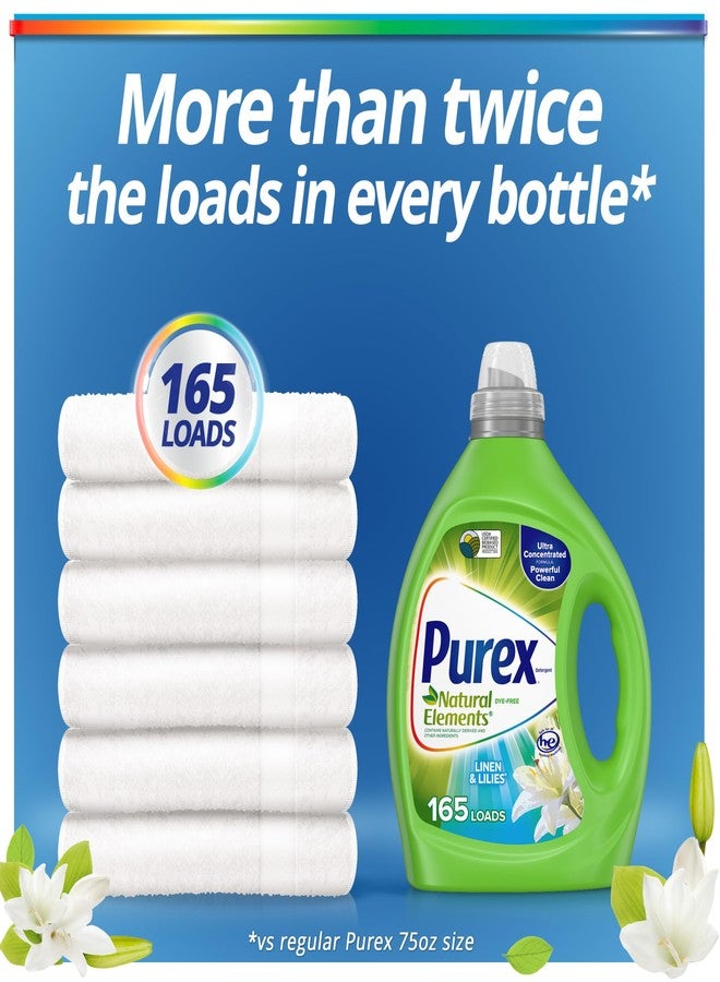 Purex منظف غسيل سائل بيوركس، مركز للغاية، عناصر طبيعية من الكتان وزهور الزنبق، 82.5 أونصة، 165 غسلة - Image 5